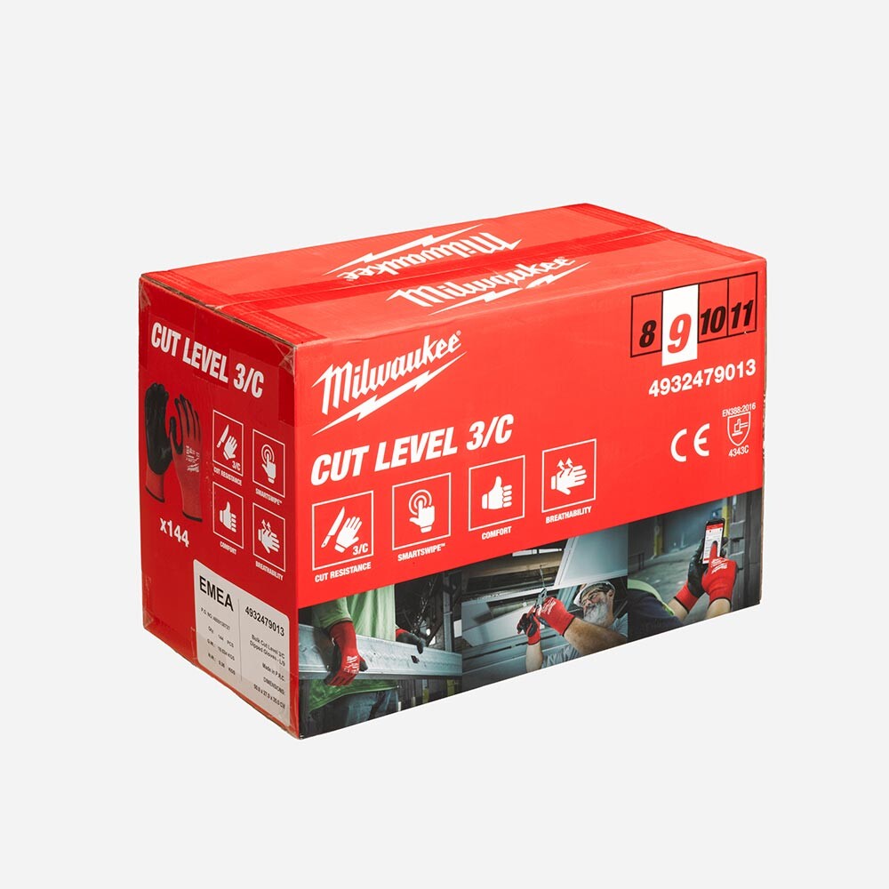 3. Derece Kesik Korumalı Nitril Eldiven - 9/L - 144'lü - MILWAUKEE