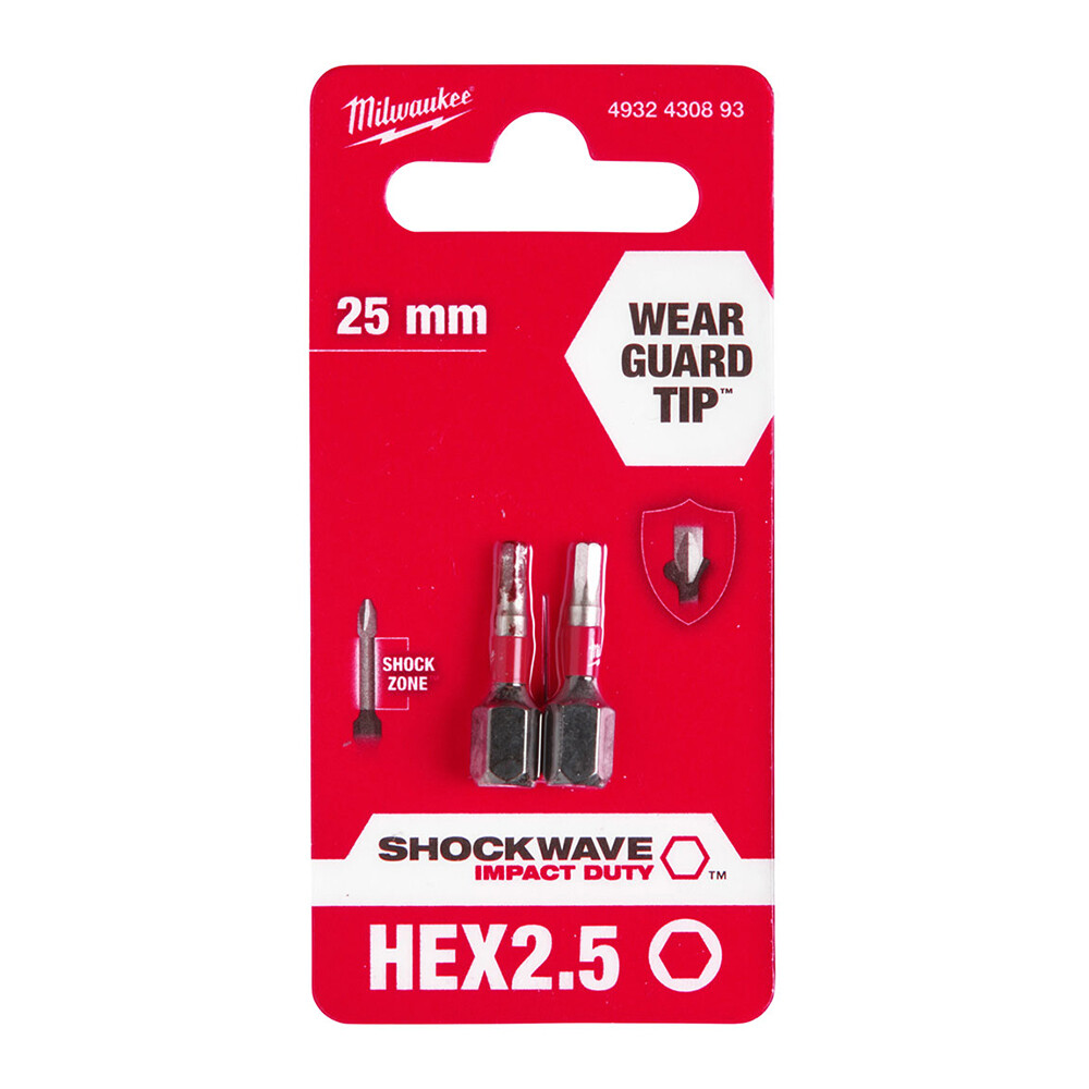 HEX2.5 mm 25 mm Shockwave Bits Uç - 2'li - 1