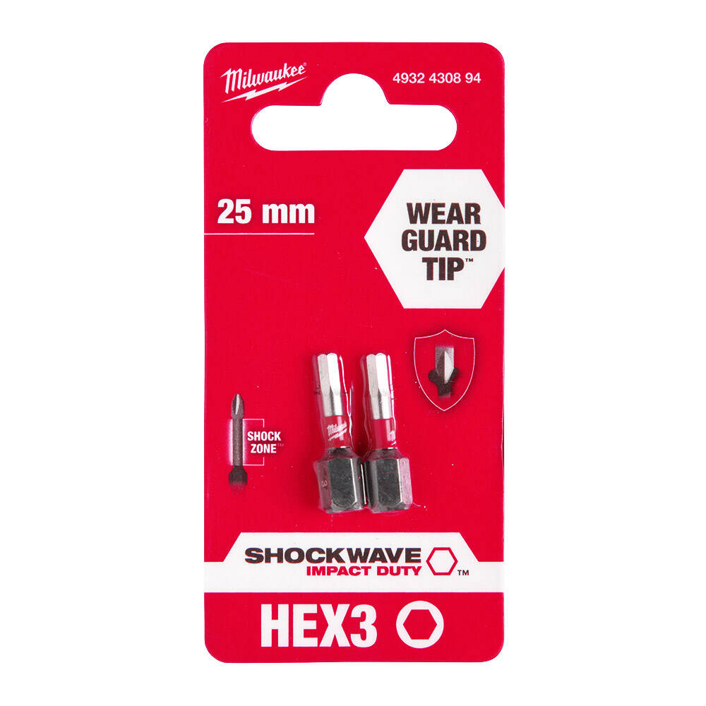 HEX3 mm 25 mm Shockwave İmpact Bits Uç - 2'li - 1