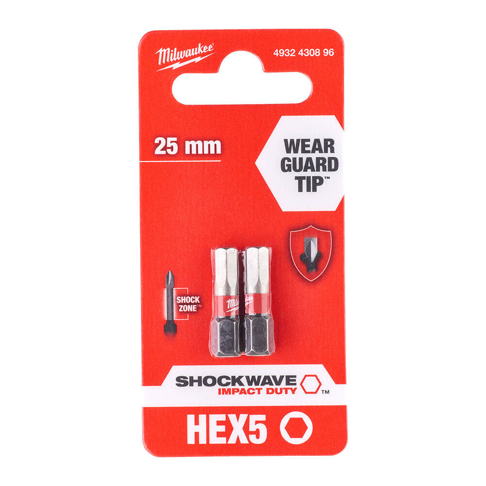 HEX5 mm 25 mm Shockwave İmpact Bits Uç - 2'li - 1