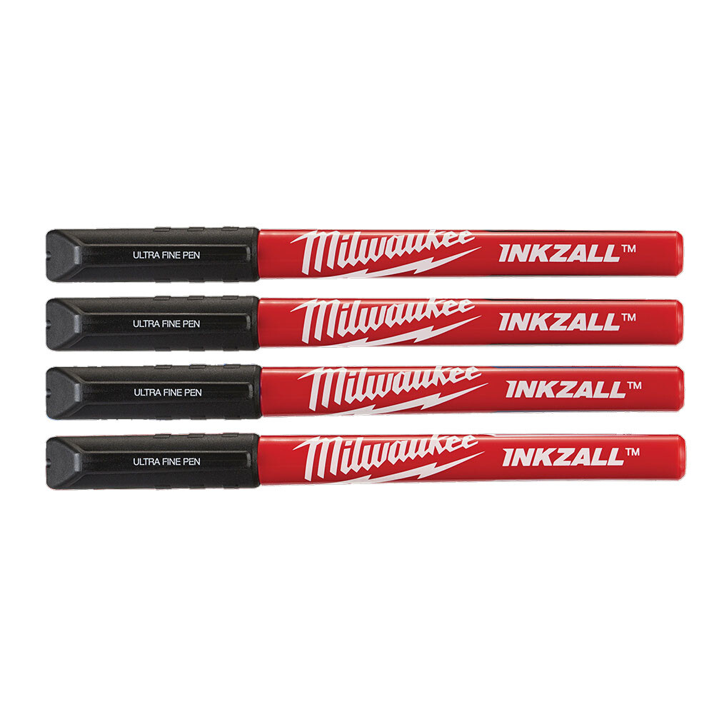 4 Parça Inkzall™ İnce Uçlu Siyah Marker İşaretleme Kalem - 1