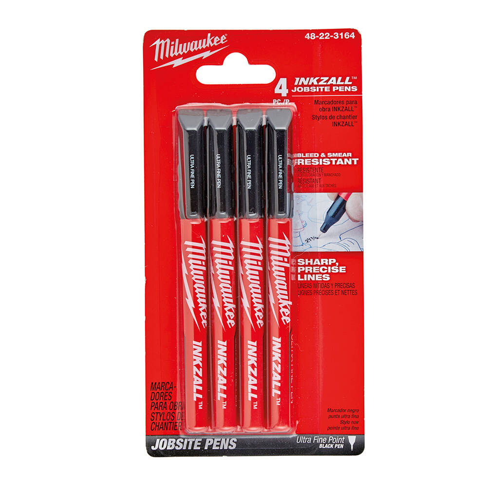 4 Parça Inkzall™ İnce Uçlu Siyah Marker İşaretleme Kalem - 2