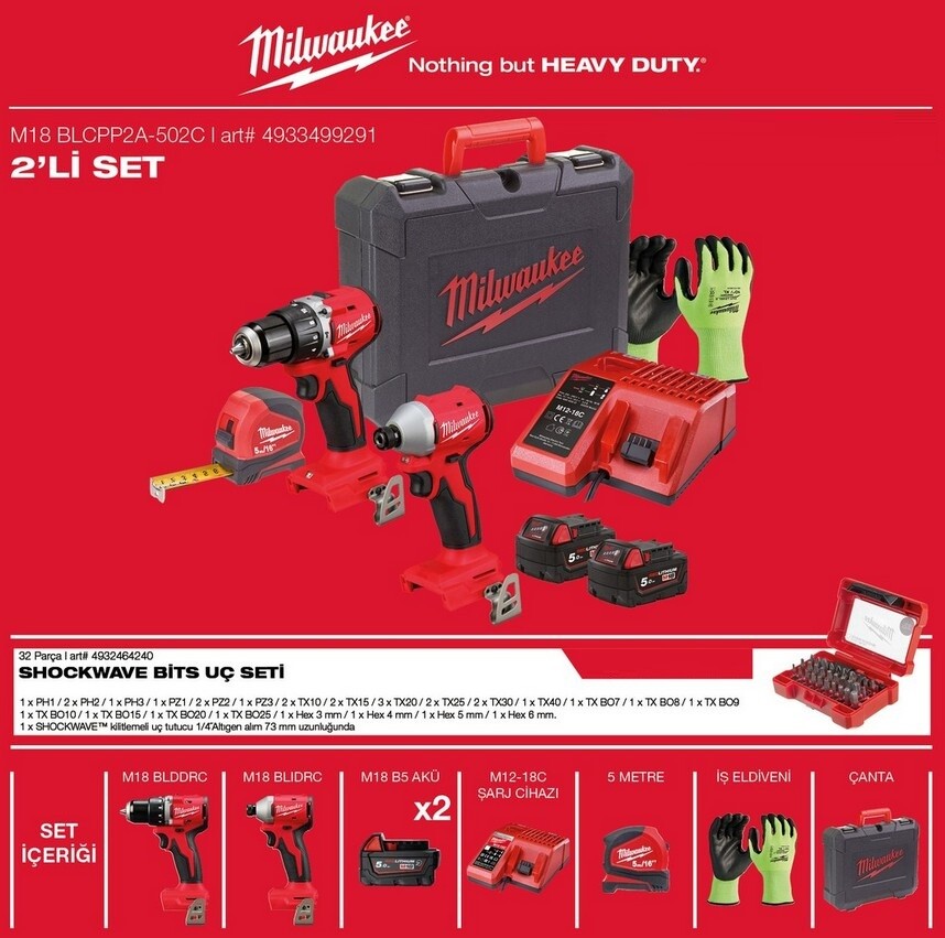 M18 BLCPP2A-502C 2Lİ SET ( BLDDRC -BLIDRC ) - MILWAUKEE