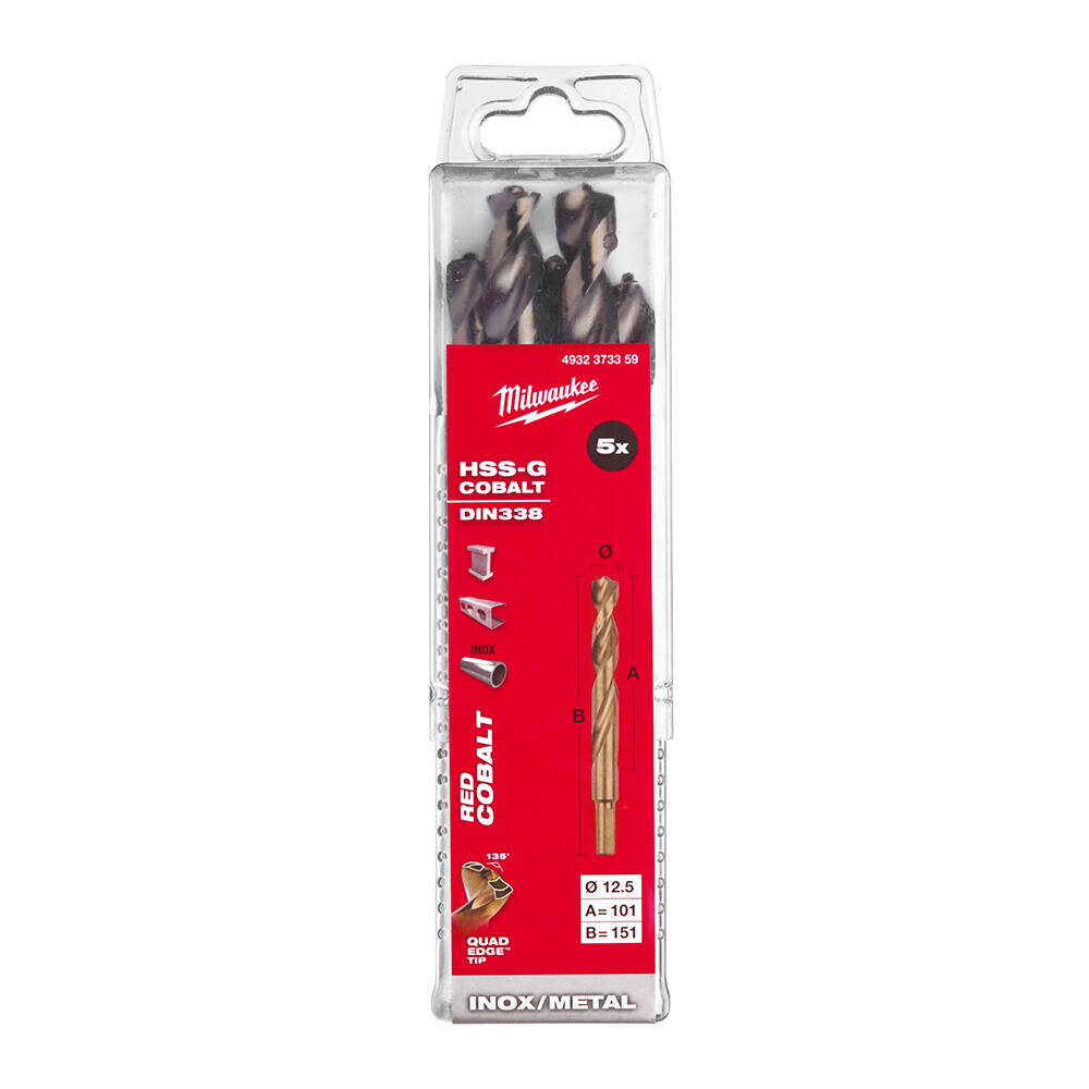 12. 5x151 mm Altın Serisi HSS-G Co Metal Matkap Ucu - 5'li - 1