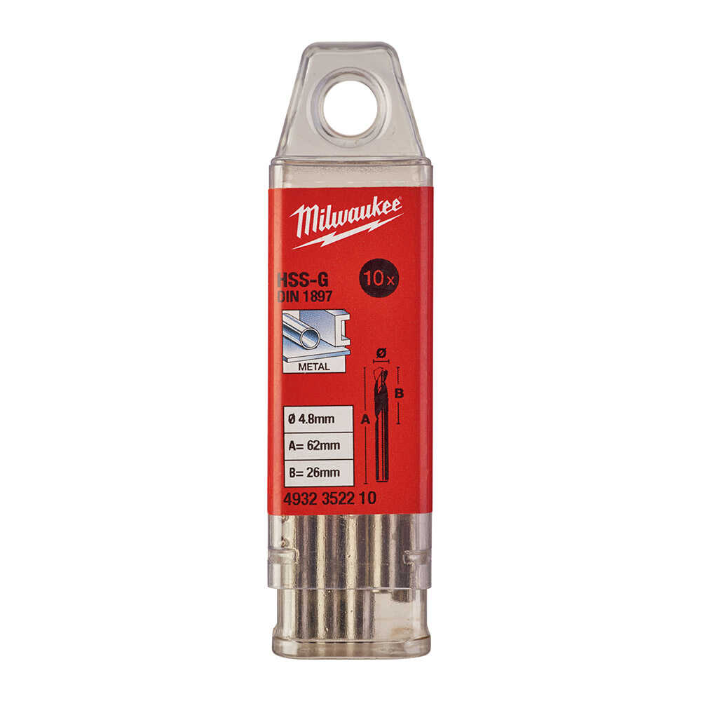 4. 8x62 Mm Hss-g Kısa Seri Metal Matkap Ucu 10