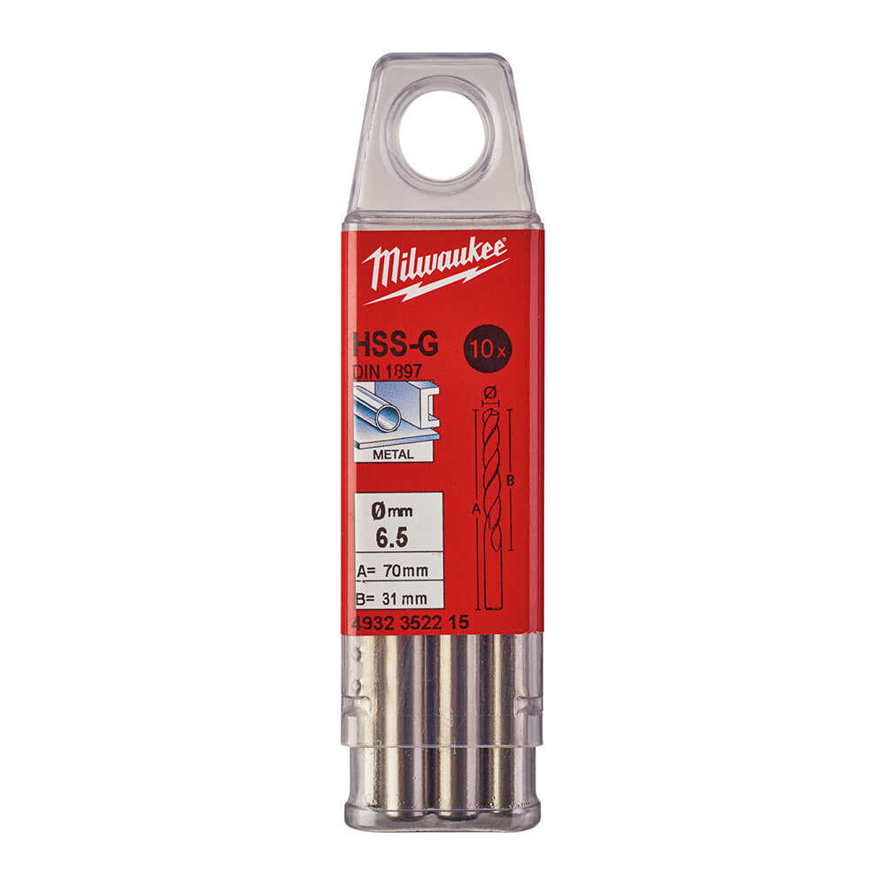 6. 5x70 Mm Hss-g Kısa Seri Metal Matkap Ucu 10