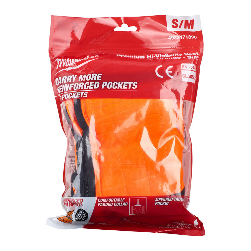 Premium Yüksek Görünürlüklü Turuncu Yelek M Beden - MILWAUKEE