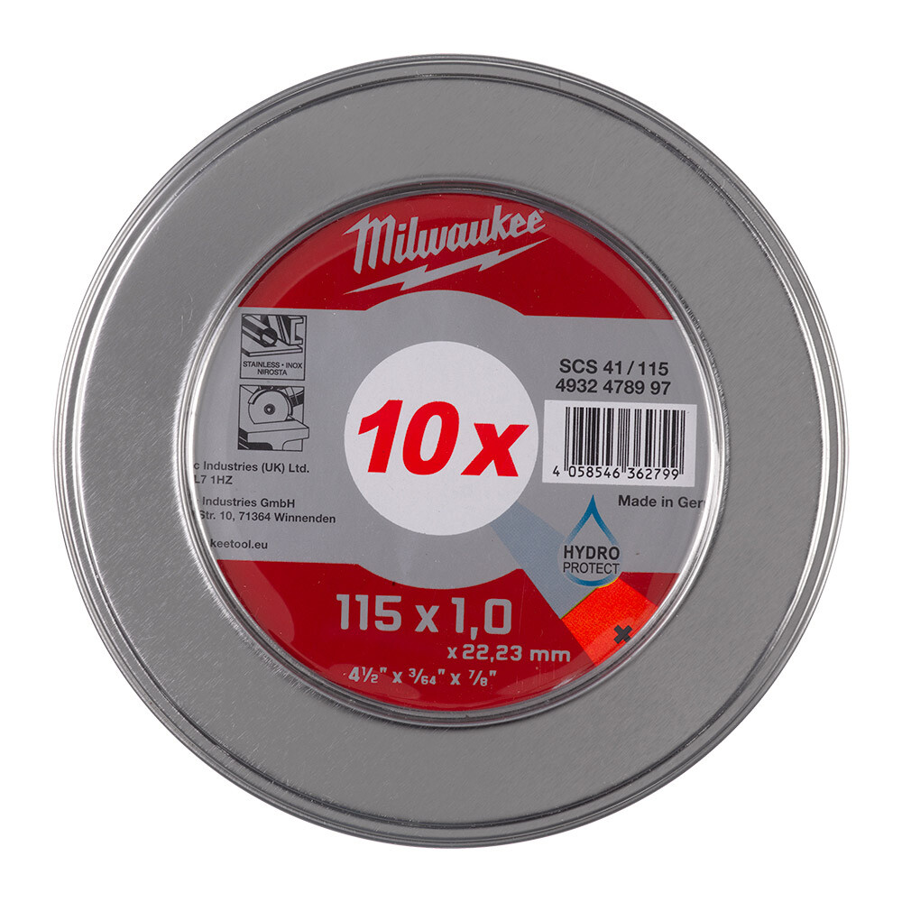 10 lu SCS 41 115 X 1,0 mm İnox Kesme Taşı Metal Kutu - MILWAUKEE