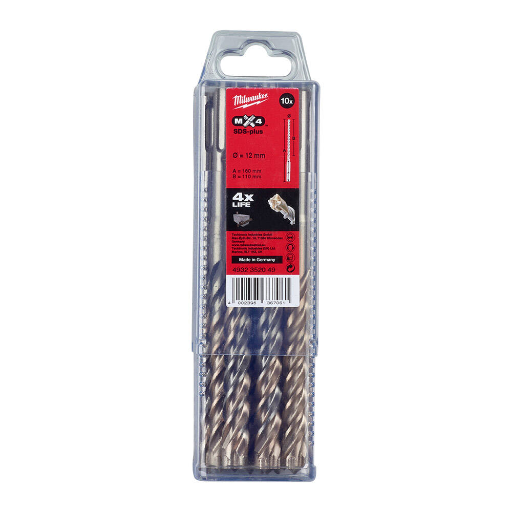 12x160 mm Sds-Plus Mx4 Serisi 4 Elmaslı Matkap Ucu - 10'lu - 1