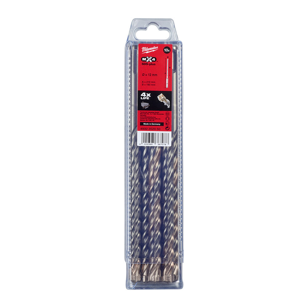 12x210 mm Sds-Plus Mx4 Serisi 4 Elmaslı Matkap Ucu - 10'lu - 1