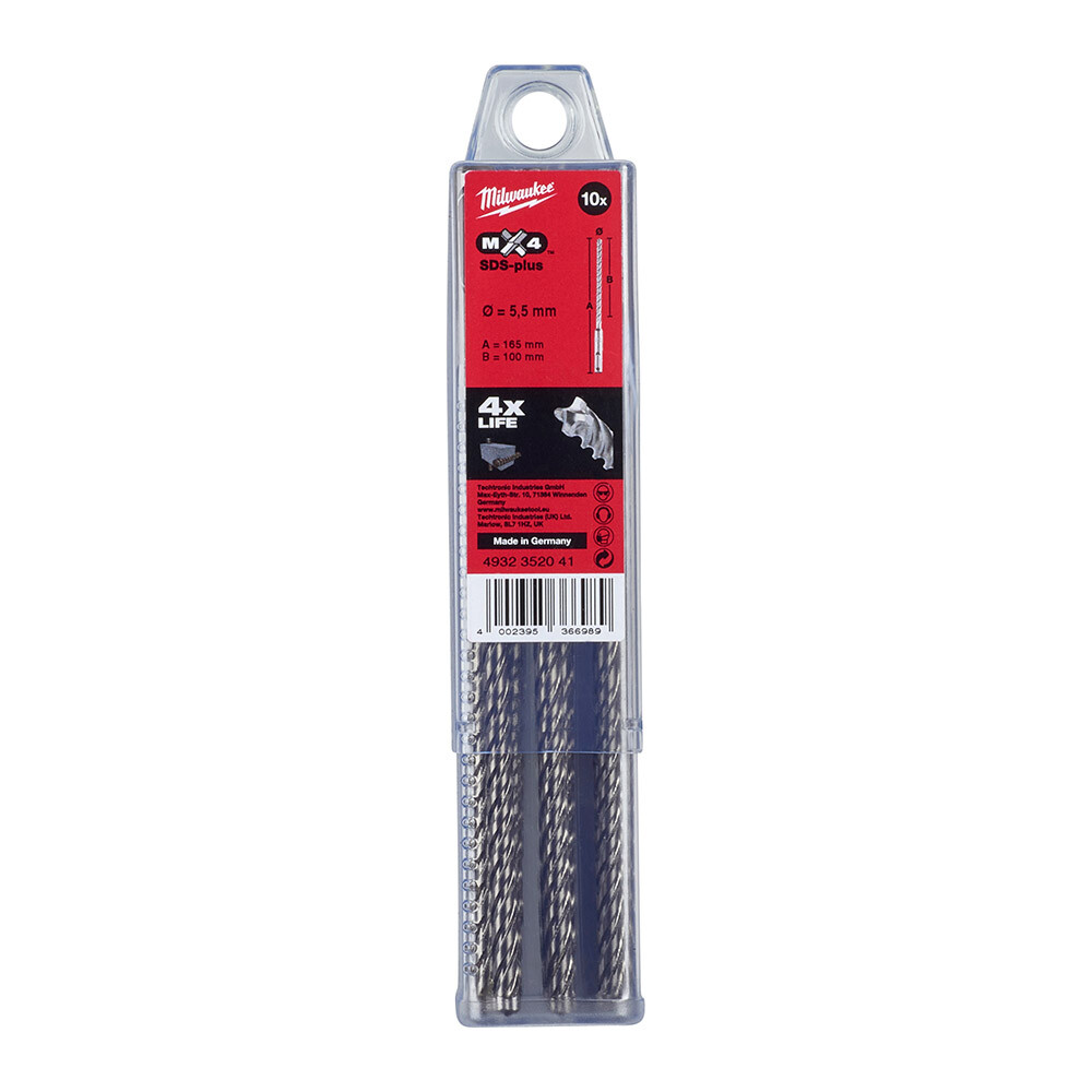 5. 5x165 mm Sds-Plus Mx4 Serisi 4 Elmaslı Matkap Ucu - 10'lu - 1