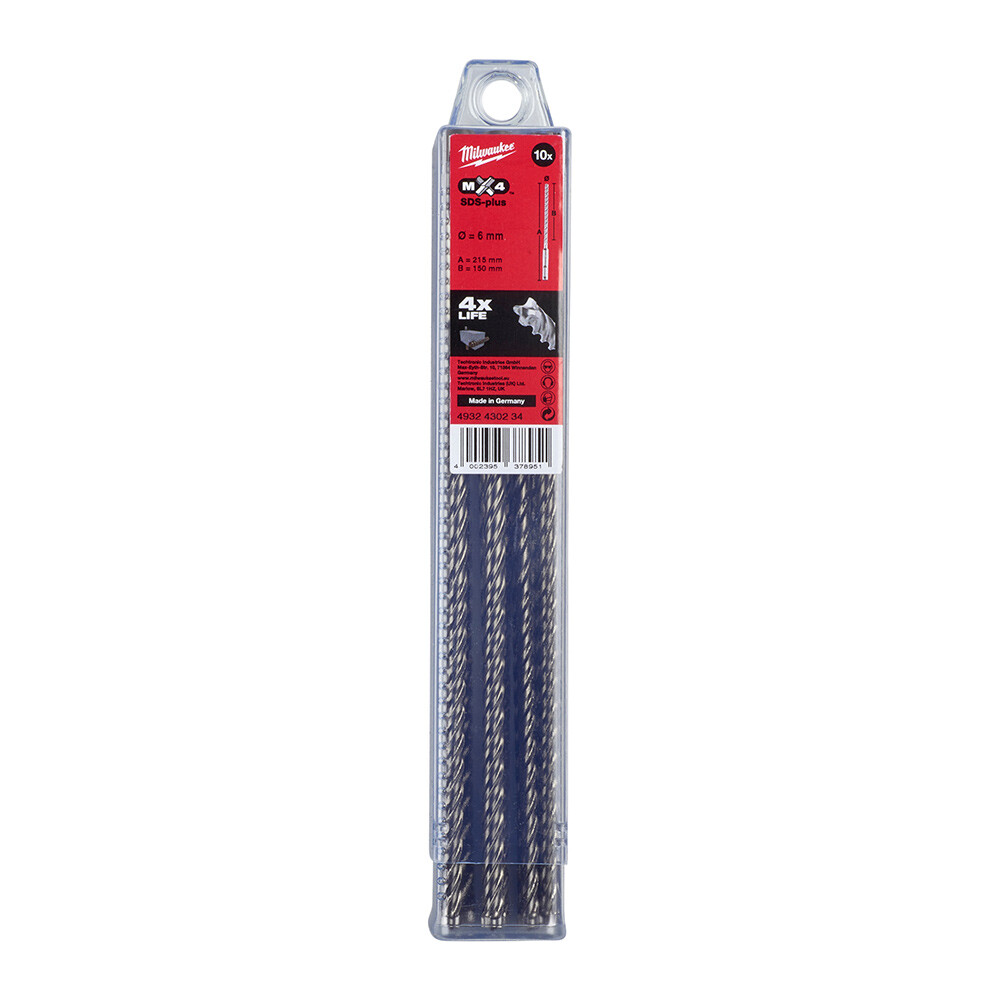 6. 0x215 mm Sds-Plus Mx4 Serisi 4 Elmaslı Matkap Ucu - 10'lu - 1