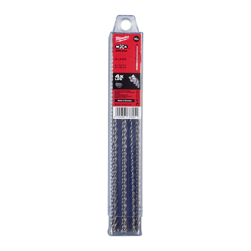 6. 0x215 mm Sds-Plus Mx4 Serisi 4 Elmaslı Matkap Ucu - 10'lu - 1