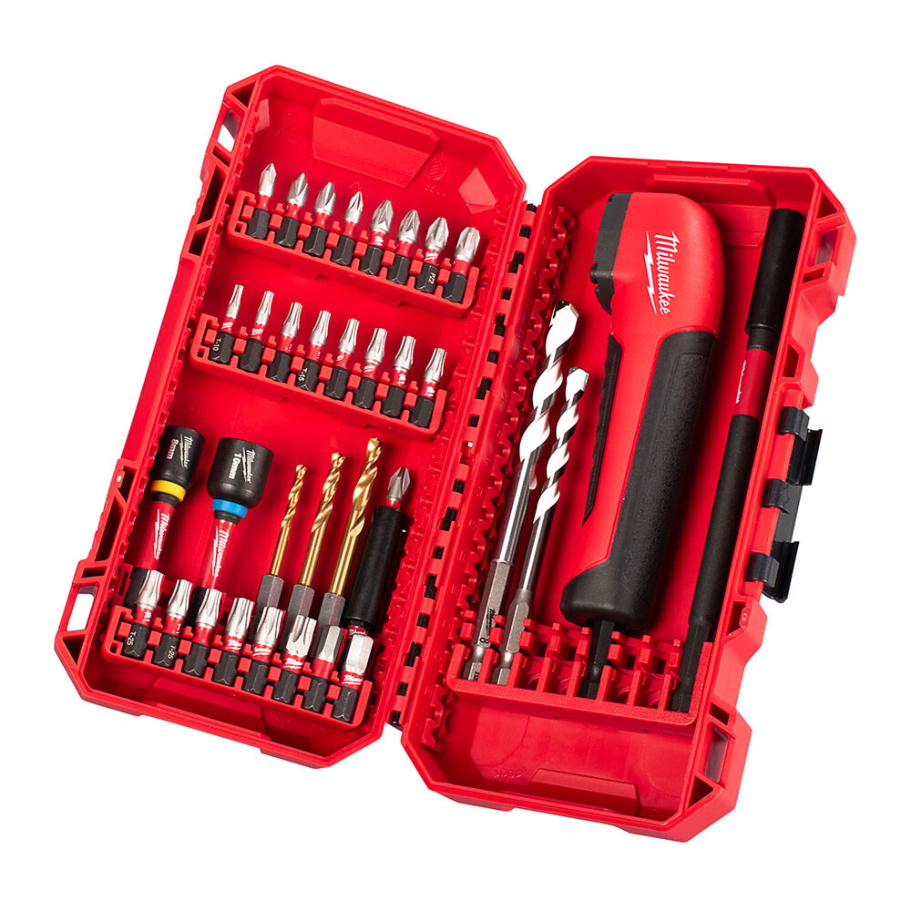 Milwaukee 4932430905 Shockwave Impact booropzet- en moerdraaierset, rood (33 stuks